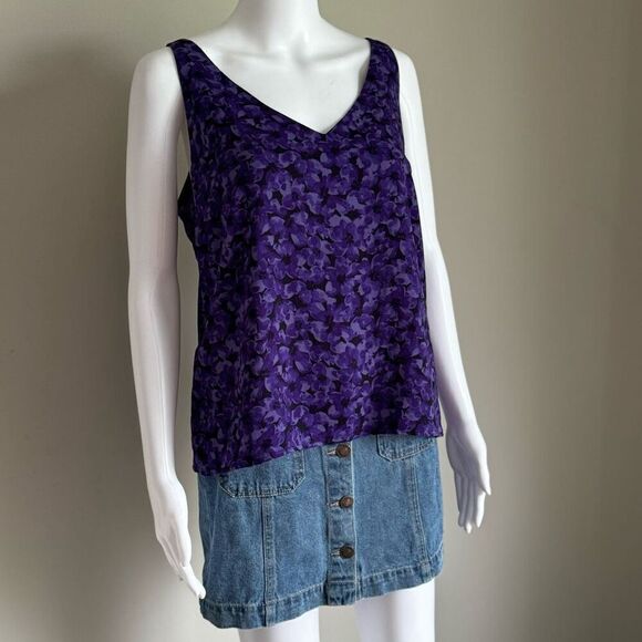 A New Day Women’s Medium Purple Violet Floral C-Neck Tank Top NWT - Picture 2 of 10